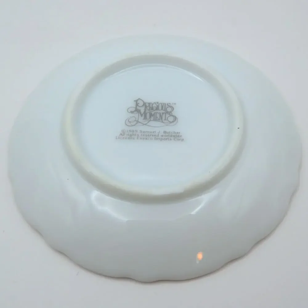 Vintage 1989 Precious Moments Miniature Tea Set Enesco Teapot Cup Saucer Stand
